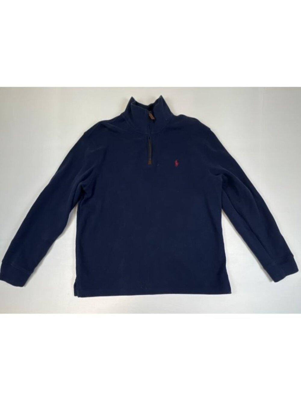 Polo Ralph Lauren Men's Large Navy Blue Quarter Zip Pullover Red Pony Logo